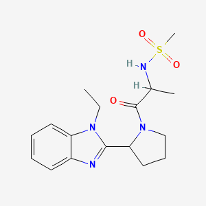 molecular formula C17H24N4O3S B7120544 N-[1-[2-(1-ethylbenzimidazol-2-yl)pyrrolidin-1-yl]-1-oxopropan-2-yl]methanesulfonamide 