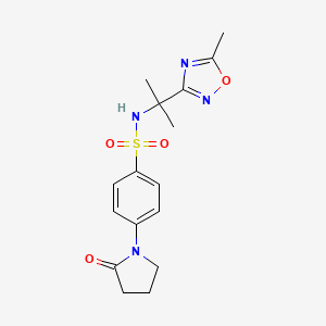 molecular formula C16H20N4O4S B7120567 N-[2-(5-methyl-1,2,4-oxadiazol-3-yl)propan-2-yl]-4-(2-oxopyrrolidin-1-yl)benzenesulfonamide 