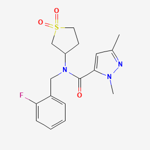 molecular formula C17H20FN3O3S B7120580 N-(1,1-dioxothiolan-3-yl)-N-[(2-fluorophenyl)methyl]-2,5-dimethylpyrazole-3-carboxamide 