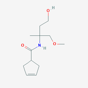 molecular formula C12H21NO3 B7120784 N-(4-hydroxy-1-methoxy-2-methylbutan-2-yl)cyclopent-3-ene-1-carboxamide 