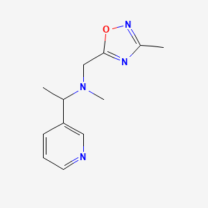 molecular formula C12H16N4O B7120808 N-methyl-N-[(3-methyl-1,2,4-oxadiazol-5-yl)methyl]-1-pyridin-3-ylethanamine 