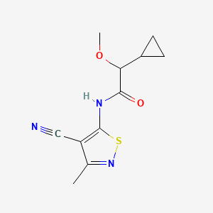 molecular formula C11H13N3O2S B7120877 N-(4-cyano-3-methyl-1,2-thiazol-5-yl)-2-cyclopropyl-2-methoxyacetamide 