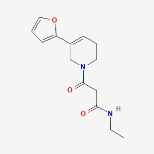 molecular formula C14H18N2O3 B7120967 N-ethyl-3-[5-(furan-2-yl)-3,6-dihydro-2H-pyridin-1-yl]-3-oxopropanamide 