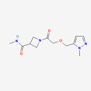 molecular formula C12H18N4O3 B7120990 N-methyl-1-[2-[(2-methylpyrazol-3-yl)methoxy]acetyl]azetidine-3-carboxamide 