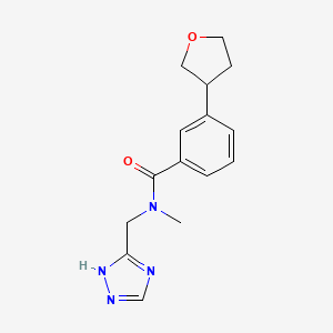 molecular formula C15H18N4O2 B7121214 N-methyl-3-(oxolan-3-yl)-N-(1H-1,2,4-triazol-5-ylmethyl)benzamide 