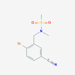 molecular formula C10H11BrN2O2S B7121339 N-[(2-bromo-5-cyanophenyl)methyl]-N-methylmethanesulfonamide 