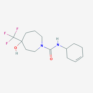 molecular formula C14H21F3N2O2 B7121398 N-cyclohex-3-en-1-yl-4-hydroxy-4-(trifluoromethyl)azepane-1-carboxamide 