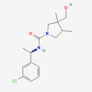 molecular formula C16H23ClN2O2 B7121500 N-[(1R)-1-(3-chlorophenyl)ethyl]-3-(hydroxymethyl)-3,4-dimethylpyrrolidine-1-carboxamide 
