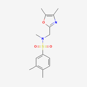 molecular formula C15H20N2O3S B7121505 N-[(4,5-dimethyl-1,3-oxazol-2-yl)methyl]-N,3,4-trimethylbenzenesulfonamide 
