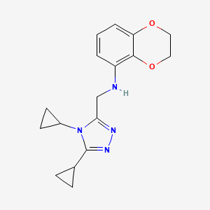 molecular formula C17H20N4O2 B7121577 N-[(4,5-dicyclopropyl-1,2,4-triazol-3-yl)methyl]-2,3-dihydro-1,4-benzodioxin-5-amine 