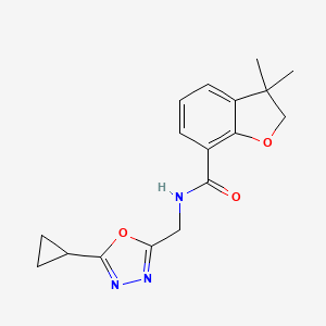 molecular formula C17H19N3O3 B7121595 N-[(5-cyclopropyl-1,3,4-oxadiazol-2-yl)methyl]-3,3-dimethyl-2H-1-benzofuran-7-carboxamide 