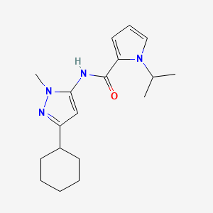 molecular formula C18H26N4O B7121659 N-(5-cyclohexyl-2-methylpyrazol-3-yl)-1-propan-2-ylpyrrole-2-carboxamide 