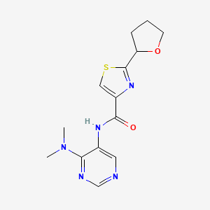 molecular formula C14H17N5O2S B7121752 N-[4-(dimethylamino)pyrimidin-5-yl]-2-(oxolan-2-yl)-1,3-thiazole-4-carboxamide 