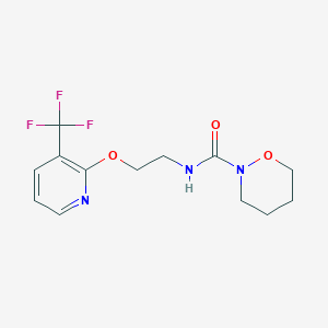 molecular formula C13H16F3N3O3 B7121760 N-[2-[3-(trifluoromethyl)pyridin-2-yl]oxyethyl]oxazinane-2-carboxamide 