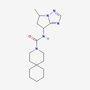 molecular formula C17H27N5O B7121768 N-(5-methyl-6,7-dihydro-5H-pyrrolo[1,2-b][1,2,4]triazol-7-yl)-3-azaspiro[5.5]undecane-3-carboxamide 