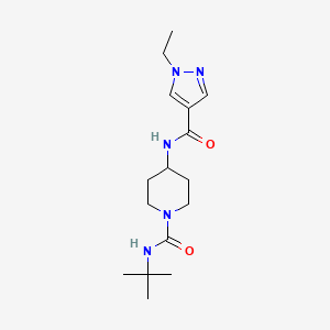 molecular formula C16H27N5O2 B7121797 N-tert-butyl-4-[(1-ethylpyrazole-4-carbonyl)amino]piperidine-1-carboxamide 