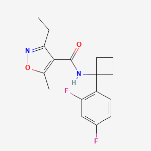 molecular formula C17H18F2N2O2 B7121813 N-[1-(2,4-difluorophenyl)cyclobutyl]-3-ethyl-5-methyl-1,2-oxazole-4-carboxamide 