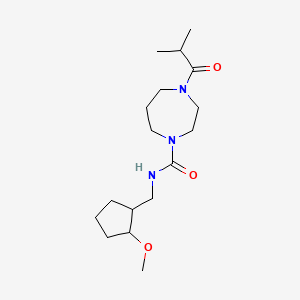 molecular formula C17H31N3O3 B7121925 N-[(2-methoxycyclopentyl)methyl]-4-(2-methylpropanoyl)-1,4-diazepane-1-carboxamide 