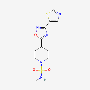 molecular formula C11H15N5O3S2 B7121983 N-methyl-4-[3-(1,3-thiazol-5-yl)-1,2,4-oxadiazol-5-yl]piperidine-1-sulfonamide 