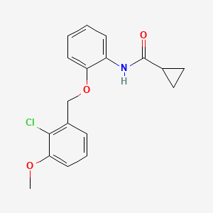molecular formula C18H18ClNO3 B7122065 N-[2-[(2-chloro-3-methoxyphenyl)methoxy]phenyl]cyclopropanecarboxamide 