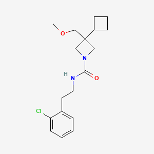 molecular formula C18H25ClN2O2 B7122218 N-[2-(2-chlorophenyl)ethyl]-3-cyclobutyl-3-(methoxymethyl)azetidine-1-carboxamide 