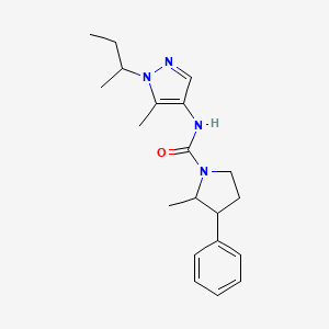 molecular formula C20H28N4O B7122374 N-(1-butan-2-yl-5-methylpyrazol-4-yl)-2-methyl-3-phenylpyrrolidine-1-carboxamide 