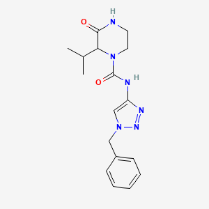 molecular formula C17H22N6O2 B7122436 N-(1-benzyltriazol-4-yl)-3-oxo-2-propan-2-ylpiperazine-1-carboxamide 