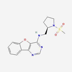 molecular formula C16H18N4O3S B7122558 N-[[(2R)-1-methylsulfonylpyrrolidin-2-yl]methyl]-[1]benzofuro[3,2-d]pyrimidin-4-amine 