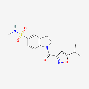 molecular formula C16H19N3O4S B7122638 N-methyl-1-(5-propan-2-yl-1,2-oxazole-3-carbonyl)-2,3-dihydroindole-5-sulfonamide 
