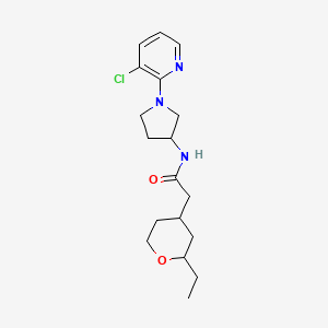 molecular formula C18H26ClN3O2 B7122711 N-[1-(3-chloropyridin-2-yl)pyrrolidin-3-yl]-2-(2-ethyloxan-4-yl)acetamide 
