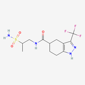molecular formula C12H17F3N4O3S B7122774 N-(2-sulfamoylpropyl)-3-(trifluoromethyl)-4,5,6,7-tetrahydro-1H-indazole-5-carboxamide 