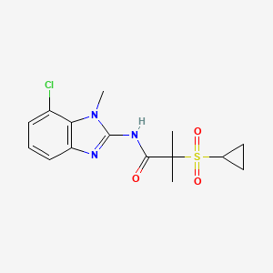 molecular formula C15H18ClN3O3S B7122866 N-(7-chloro-1-methylbenzimidazol-2-yl)-2-cyclopropylsulfonyl-2-methylpropanamide 
