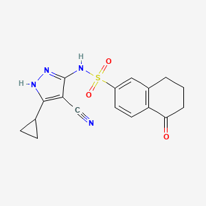 molecular formula C17H16N4O3S B7122880 N-(4-cyano-5-cyclopropyl-1H-pyrazol-3-yl)-5-oxo-7,8-dihydro-6H-naphthalene-2-sulfonamide 
