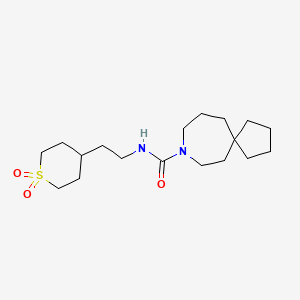 molecular formula C18H32N2O3S B7122887 N-[2-(1,1-dioxothian-4-yl)ethyl]-8-azaspiro[4.6]undecane-8-carboxamide 