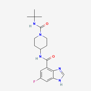 molecular formula C18H24FN5O2 B7123051 N-[1-(tert-butylcarbamoyl)piperidin-4-yl]-6-fluoro-1H-benzimidazole-4-carboxamide 