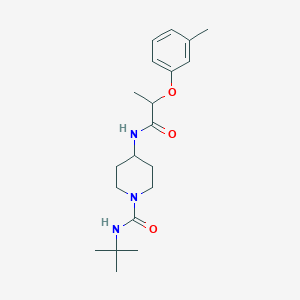 molecular formula C20H31N3O3 B7123082 N-tert-butyl-4-[2-(3-methylphenoxy)propanoylamino]piperidine-1-carboxamide 