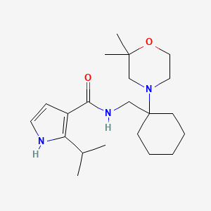 molecular formula C21H35N3O2 B7123089 N-[[1-(2,2-dimethylmorpholin-4-yl)cyclohexyl]methyl]-2-propan-2-yl-1H-pyrrole-3-carboxamide 