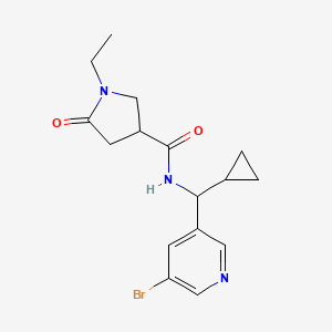molecular formula C16H20BrN3O2 B7123246 N-[(5-bromopyridin-3-yl)-cyclopropylmethyl]-1-ethyl-5-oxopyrrolidine-3-carboxamide 