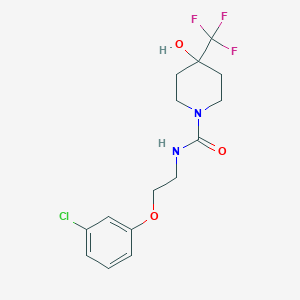 molecular formula C15H18ClF3N2O3 B7123284 N-[2-(3-chlorophenoxy)ethyl]-4-hydroxy-4-(trifluoromethyl)piperidine-1-carboxamide 