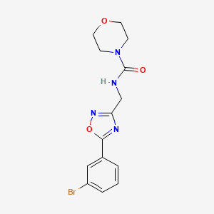 molecular formula C14H15BrN4O3 B7123288 N-[[5-(3-bromophenyl)-1,2,4-oxadiazol-3-yl]methyl]morpholine-4-carboxamide 