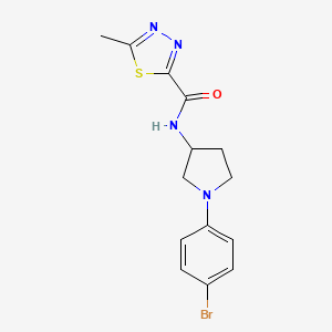 molecular formula C14H15BrN4OS B7123300 N-[1-(4-bromophenyl)pyrrolidin-3-yl]-5-methyl-1,3,4-thiadiazole-2-carboxamide 