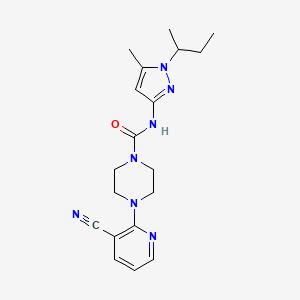 molecular formula C19H25N7O B7123327 N-(1-butan-2-yl-5-methylpyrazol-3-yl)-4-(3-cyanopyridin-2-yl)piperazine-1-carboxamide 