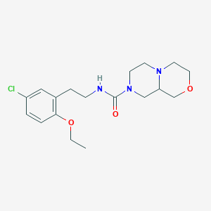 molecular formula C18H26ClN3O3 B7123346 N-[2-(5-chloro-2-ethoxyphenyl)ethyl]-3,4,6,7,9,9a-hexahydro-1H-pyrazino[2,1-c][1,4]oxazine-8-carboxamide 