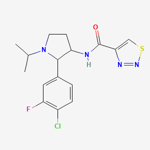 molecular formula C16H18ClFN4OS B7123374 N-[2-(4-chloro-3-fluorophenyl)-1-propan-2-ylpyrrolidin-3-yl]thiadiazole-4-carboxamide 