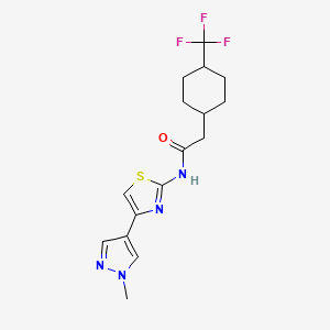 molecular formula C16H19F3N4OS B7123480 N-[4-(1-methylpyrazol-4-yl)-1,3-thiazol-2-yl]-2-[4-(trifluoromethyl)cyclohexyl]acetamide 