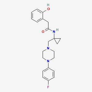 molecular formula C22H26FN3O2 B7123720 N-[1-[[4-(4-fluorophenyl)piperazin-1-yl]methyl]cyclopropyl]-2-(2-hydroxyphenyl)acetamide 
