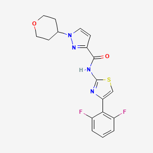 molecular formula C18H16F2N4O2S B7123844 N-[4-(2,6-difluorophenyl)-1,3-thiazol-2-yl]-1-(oxan-4-yl)pyrazole-3-carboxamide 