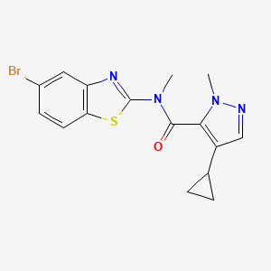 molecular formula C16H15BrN4OS B7123867 N-(5-bromo-1,3-benzothiazol-2-yl)-4-cyclopropyl-N,2-dimethylpyrazole-3-carboxamide 