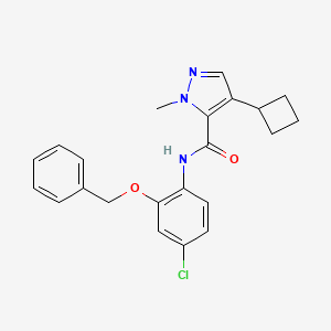 molecular formula C22H22ClN3O2 B7123941 N-(4-chloro-2-phenylmethoxyphenyl)-4-cyclobutyl-2-methylpyrazole-3-carboxamide 