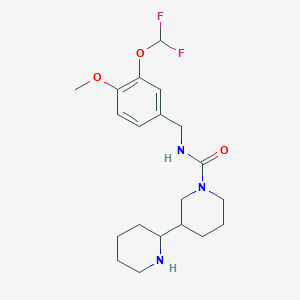 molecular formula C20H29F2N3O3 B7123959 N-[[3-(difluoromethoxy)-4-methoxyphenyl]methyl]-3-piperidin-2-ylpiperidine-1-carboxamide 